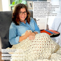Soft Chunky Knitted Cream Throw Blanket