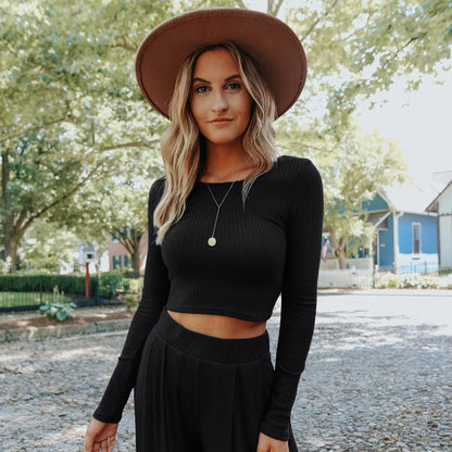 Fashion & Style Womens Long Sleeve Fashion Casual Suit Pit Knitted Wide Leg Pants