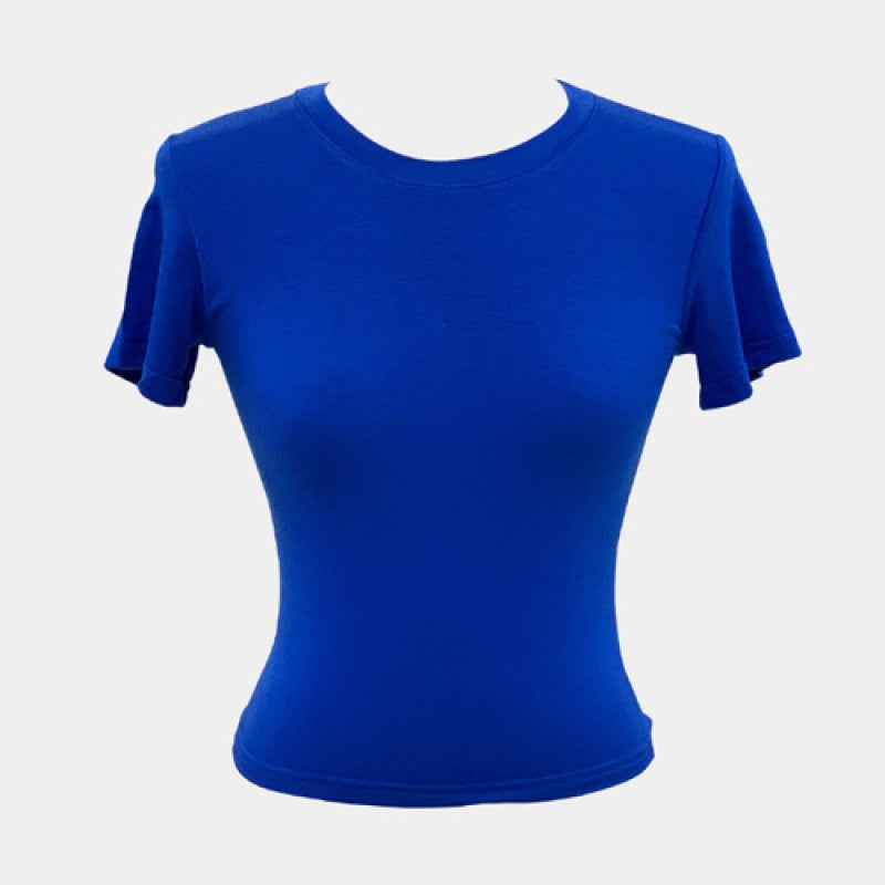 Women's Short-sleeved T-shirt Womens Summer New High Waist Solid Color Slim-fit Navel-exposed Short T-shirt Tight Top