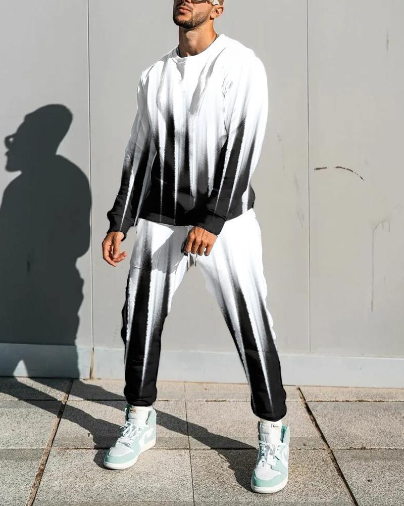 Men's OutFit Set Long Sleeve Suit New Fashion Mens Sports Leisure Loose Round Neck Sweater