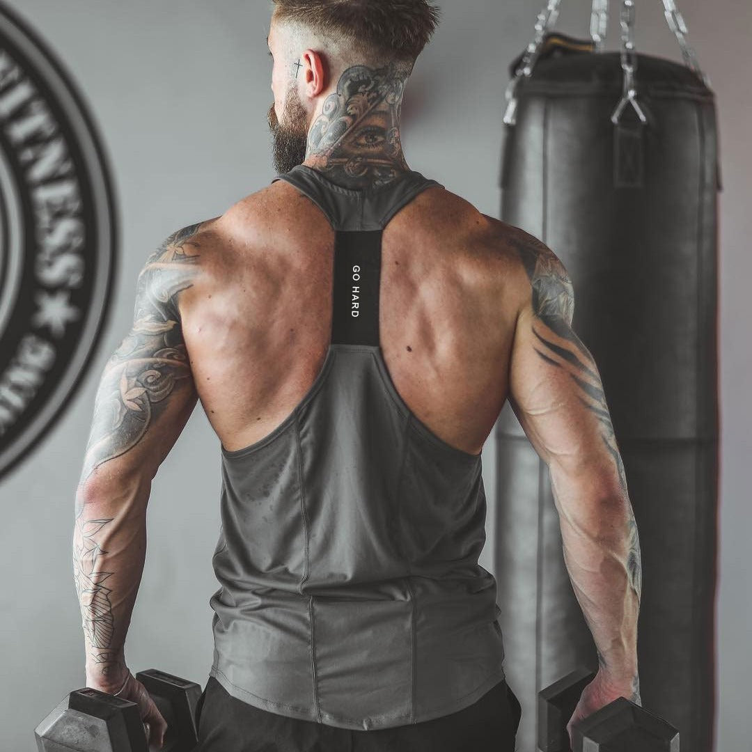 NEW Muscle Fitness Mens Brothers Summer Sports Leisure Elastic Quick-drying Blank Light Board Logo-free Stitching Vest