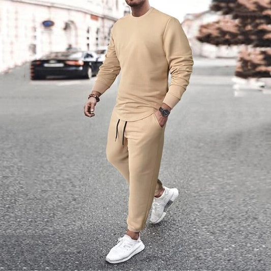 Men's OutFit Set Long Sleeve Suit New Fashion Mens Sports Leisure Loose Round Neck Sweater