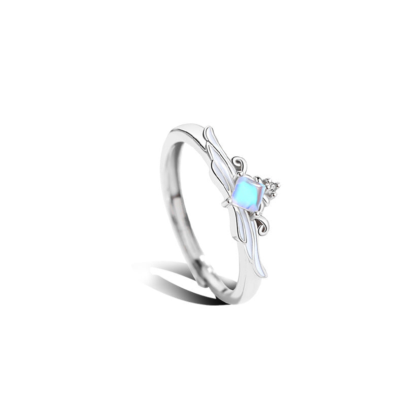 Original Design Couple Rings A Pair Of Moonstone 925 Sterling Silver Men's And Women's Pairs Of Rings Niche Design Sense Of Light Luxury