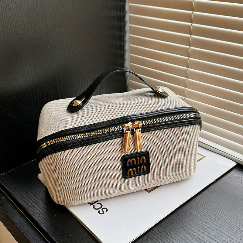 New Vintage Tile Cosmetic Bag Large Capacity Portable Cosmetic Storage Bag Advanced Wash Bag