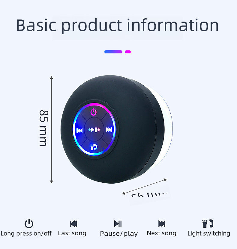 Cross-Border Hot-Selling Large Suction Cup With Light Version Waterproof Bluetooth Speaker Led Colorful Bts07 Speaker