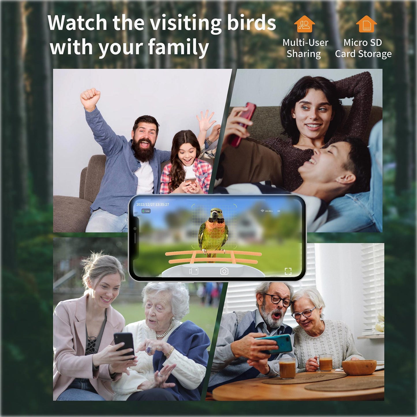 VIDEO BIRD FEEDER - CAMERA Smart Bird Feeder Camera Solar Battery Outdoor Wireless AI Recognizable Bird Feeder