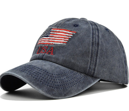 NEW UNISEX - Washed Old American Baseball Cap Embroidered Peaked Cap USA Embroidered Baseball Cap