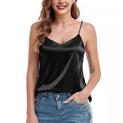 Women's European And American Sexy Solid Color Top Spring And Summer New V-neck Sleeveless Camisole For Women