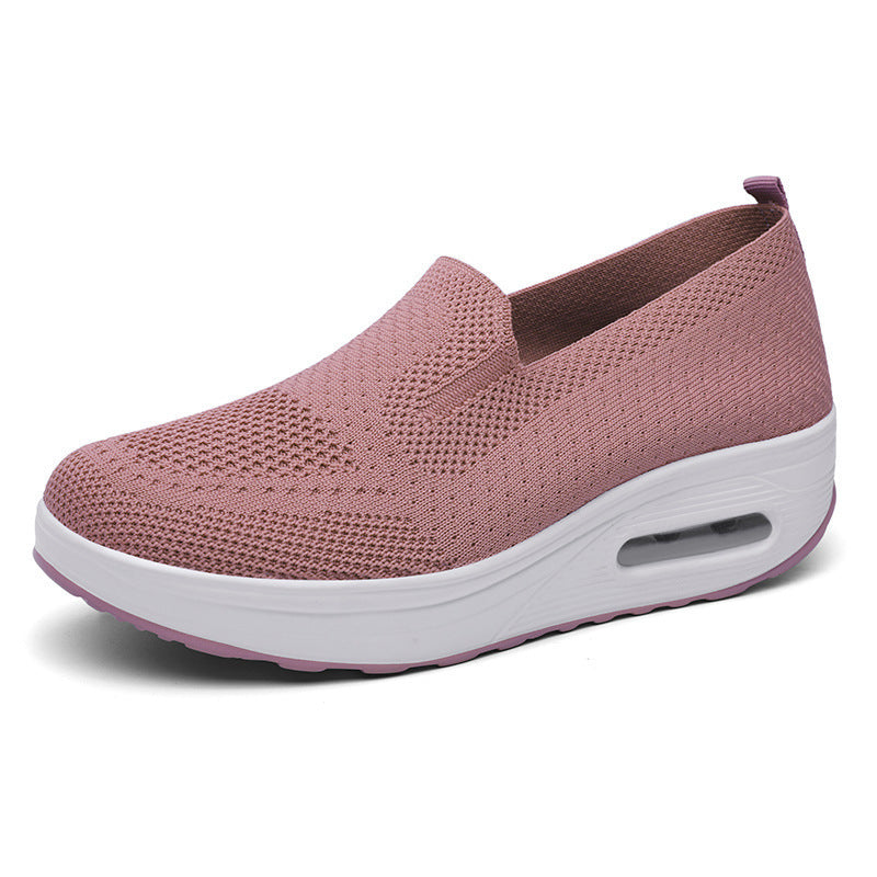 Womens Shoes Solid Color Breathable Fly-knit Shoes Slip-on Womens Sports Shoes Socks Cross-border Casual Shoes For Women