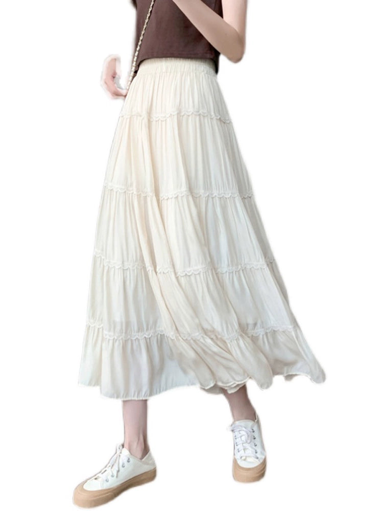 NEW FASHION STYLE -Women's Cake Skirt Skirt For Women Summer Mid-length Pleated Umbrella Skirt Slimming High Waist A-line Long Skirt