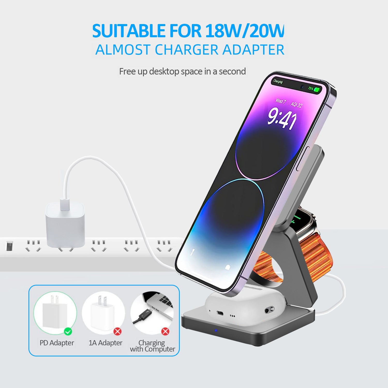 CHARGER -Magnetic Aluminum Alloy Three-in-one Folding Wireless Charger