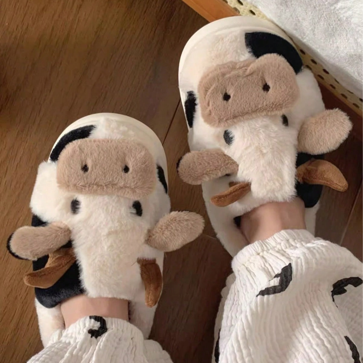 Cow Toe Cotton Slippers Women's Girls Winter Warm Thick-soled Non-slip Home Couple Slippers Boys And Girls Shoes