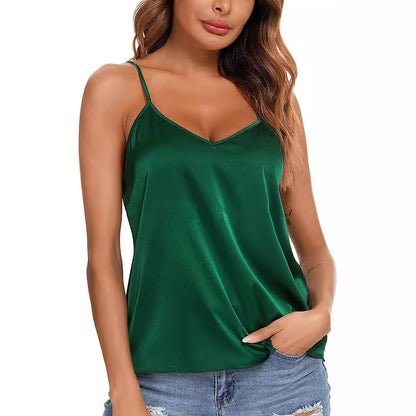 Women's European And American Sexy Solid Color Top Spring And Summer New V-neck Sleeveless Camisole For Women