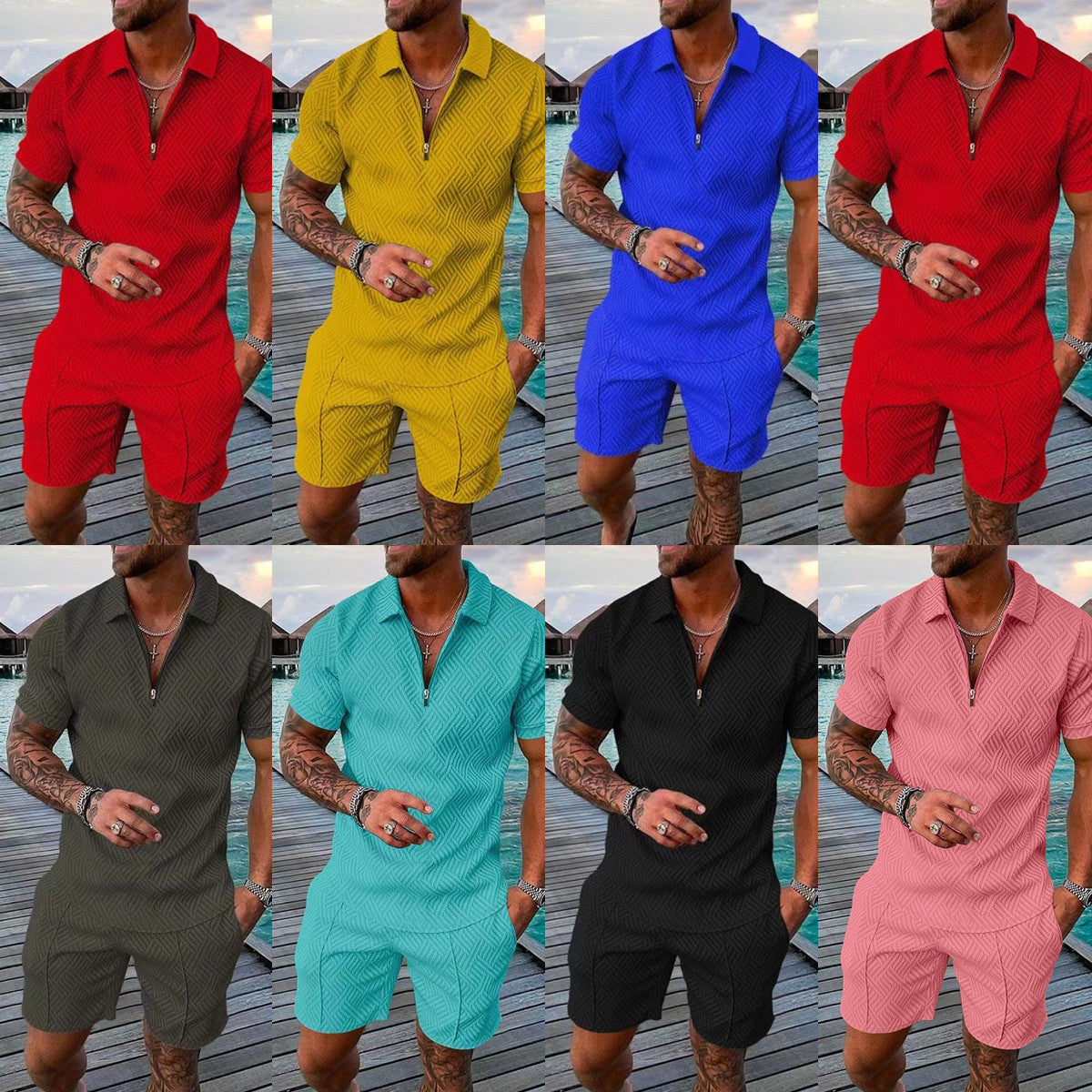 SUMMER & BEACH VIBES STYLE! Independent Station European And American Cross-border New Mens POLO Shirt Suit Lar Short-sleeved Pullover Casual Men&#039;s T-shirt