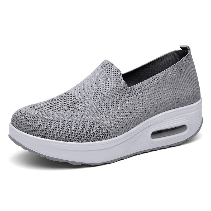 Womens Shoes Solid Color Breathable Fly-knit Shoes Slip-on Womens Sports Shoes Socks Cross-border Casual Shoes For Women