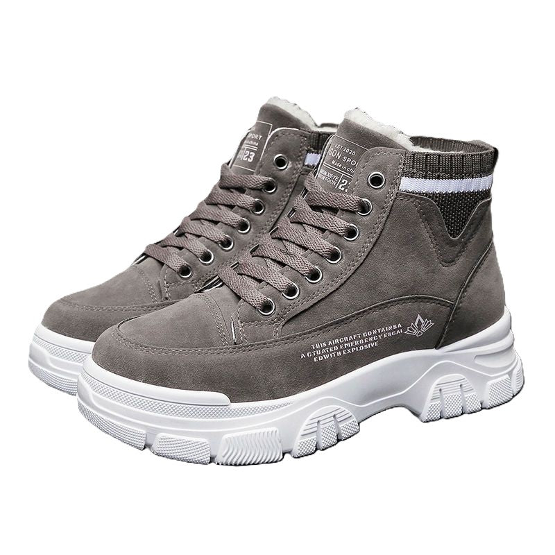 Thickened cotton shoes, Women's winter fleece high-top shoes, warm snow boots, short boots, trendy and versatile dad shoes