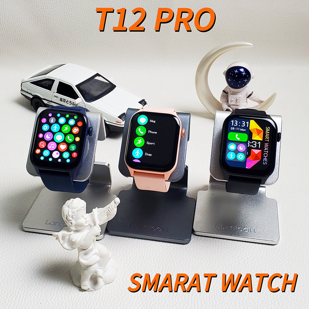 Longitudinal New T12PRO Smart Watch Bluetooth Call Blood Glucose Watch Various Sports Heart Rate Blood Pressure Blood Oxygen Monitor Sleep