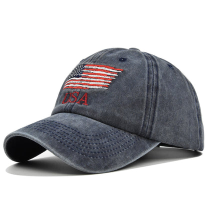 NEW UNISEX - Washed Old American Baseball Cap Embroidered Peaked Cap USA Embroidered Baseball Cap