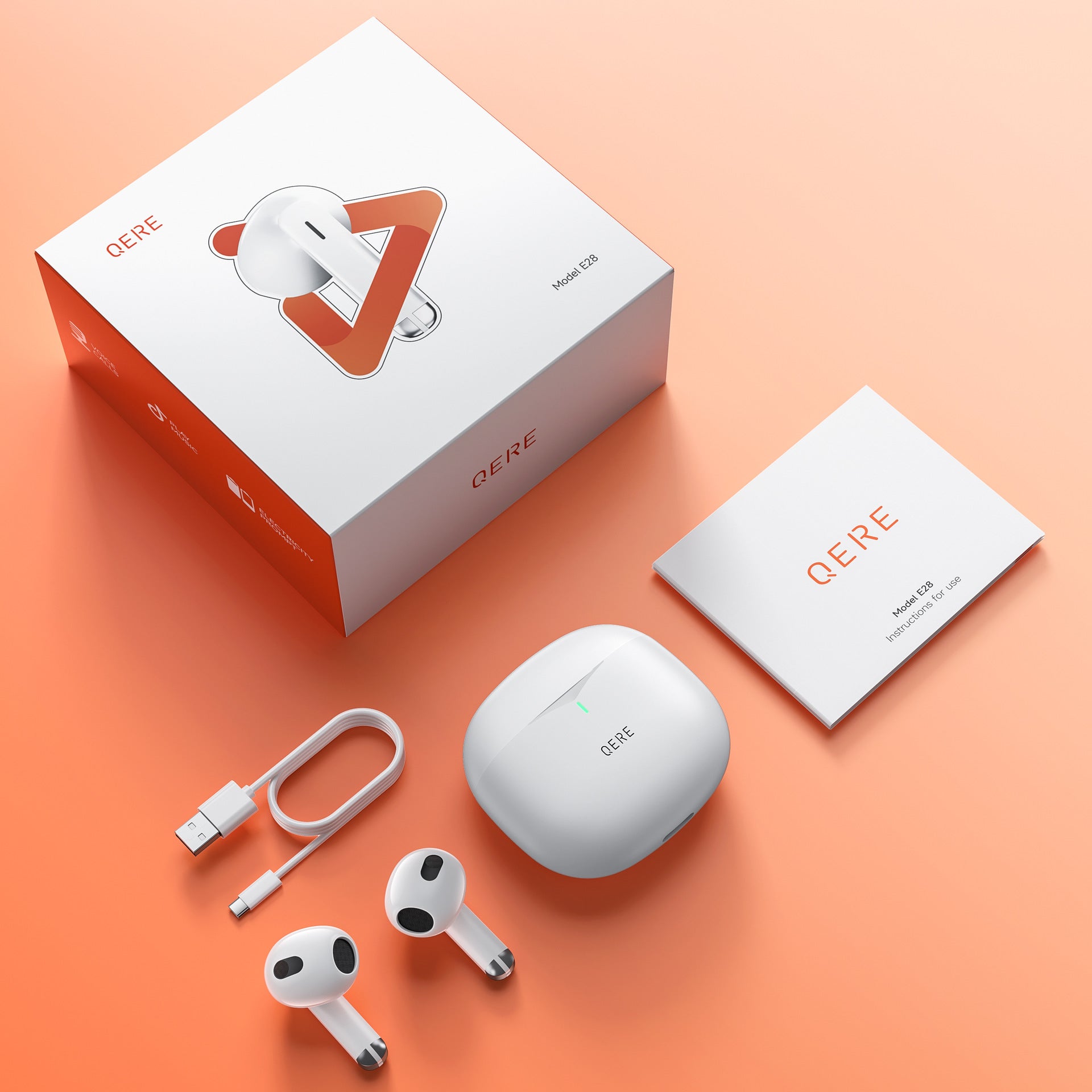 Wireless Earbuds QERE E28 New Tws Wireless Bluetooth Headset In-ear Subwoofer Gaming Headset Ultra-long Battery Life