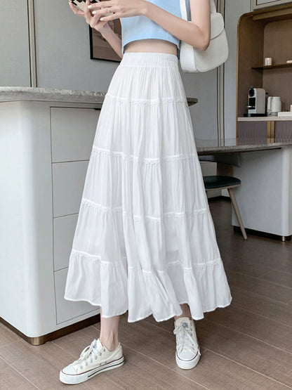 NEW FASHION STYLE -Women's Cake Skirt Skirt For Women Summer Mid-length Pleated Umbrella Skirt Slimming High Waist A-line Long Skirt