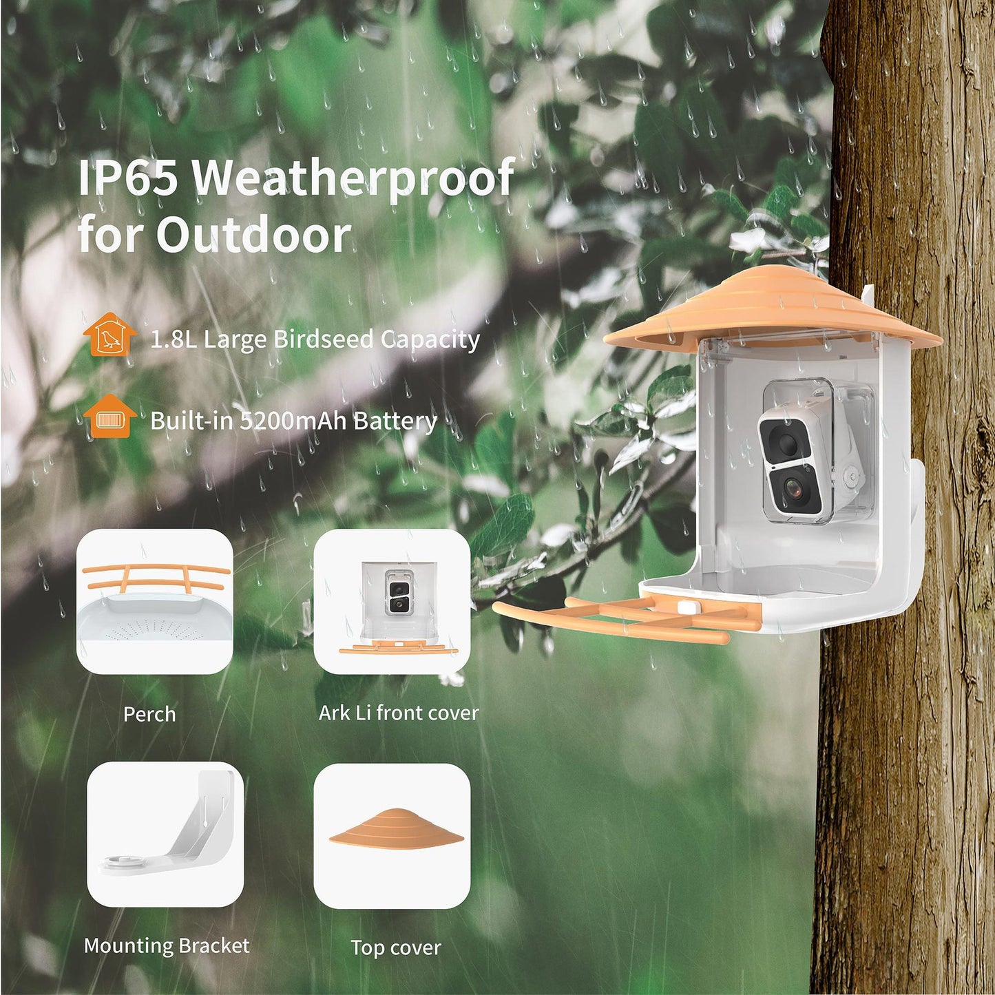 VIDEO BIRD FEEDER - CAMERA Smart Bird Feeder Camera Solar Battery Outdoor Wireless AI Recognizable Bird Feeder