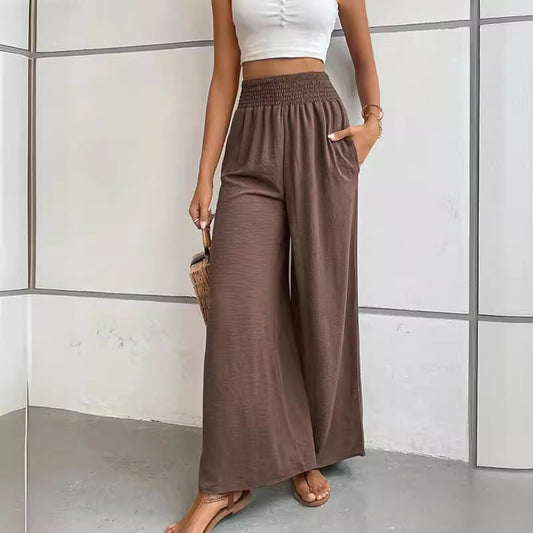 New Women's European And American Style Tight Waist Loose Wide Leg Casual Pants Trousers For Women