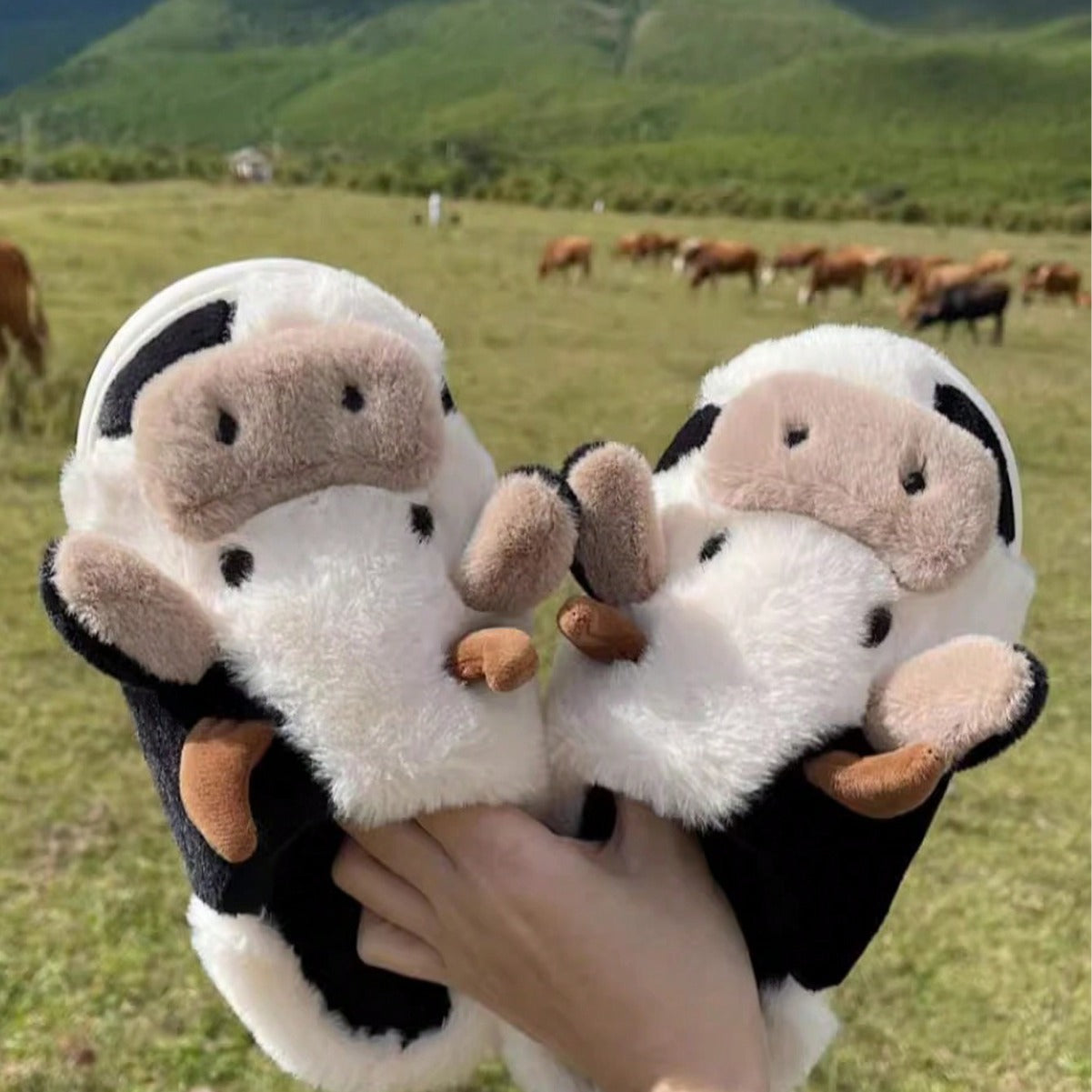 Cow Toe Cotton Slippers Women's Girls Winter Warm Thick-soled Non-slip Home Couple Slippers Boys And Girls Shoes