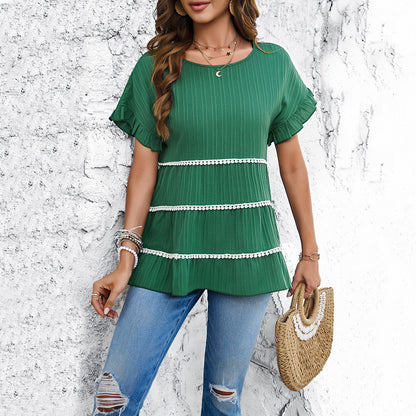 Clothing Shirts Spring And Summer Foreign Trade Casual Loose Short-sleeved Tops