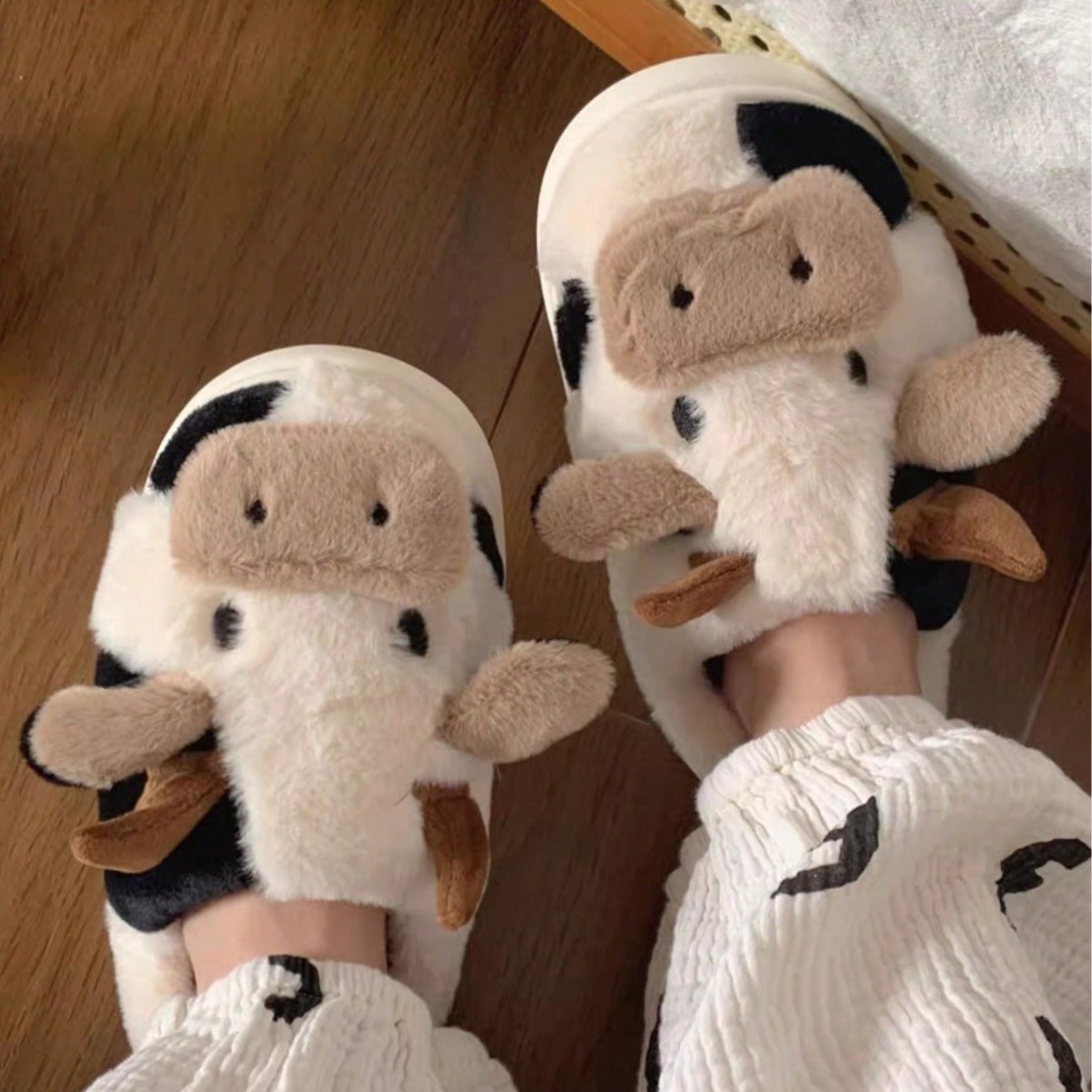 Cow Toe Cotton Slippers Women's Girls Winter Warm Thick-soled Non-slip Home Couple Slippers Boys And Girls Shoes