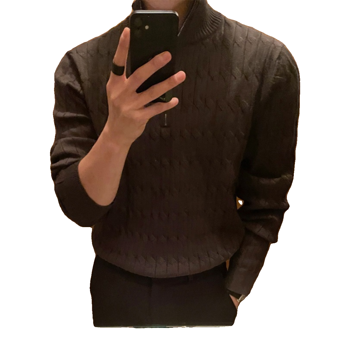 Half Turtleneck Zipper Sweater For Men, High-end Lazy Pullover Long-sleeved Sweater, Fashionable And Versatile White Jacket