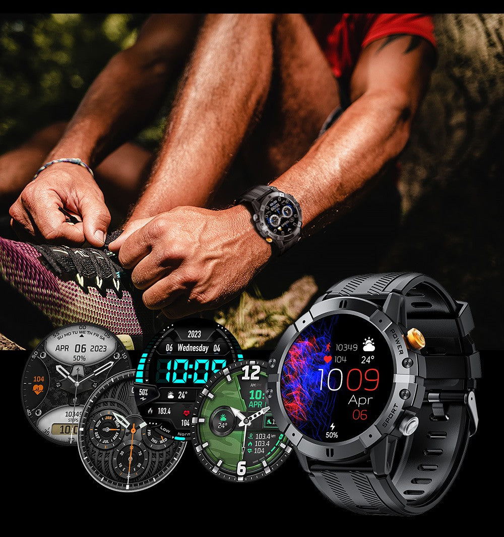 New C29 Bluetooth Call Smart Watch Outdoor Three-proof Blood Pressure Sports 1.52inch Round Screen Mens Watch