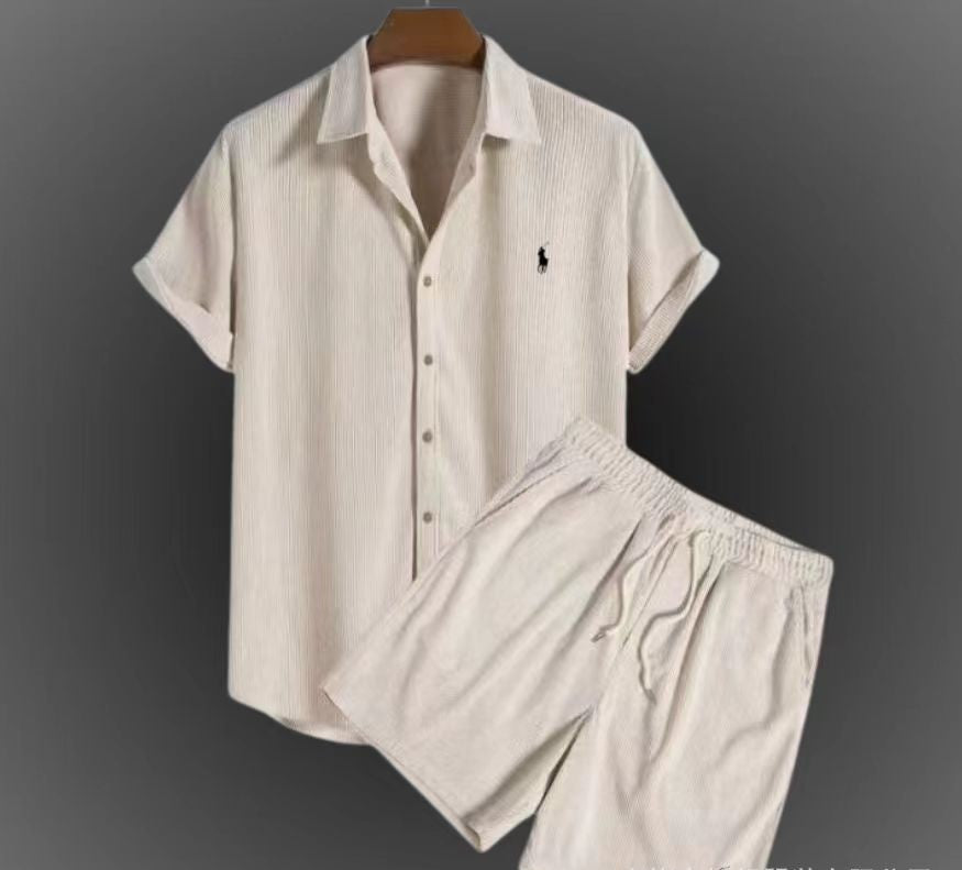 K&S's Men's Casual Loose Shirt & Short Set- casual loose short sleeved short four sided elastic set