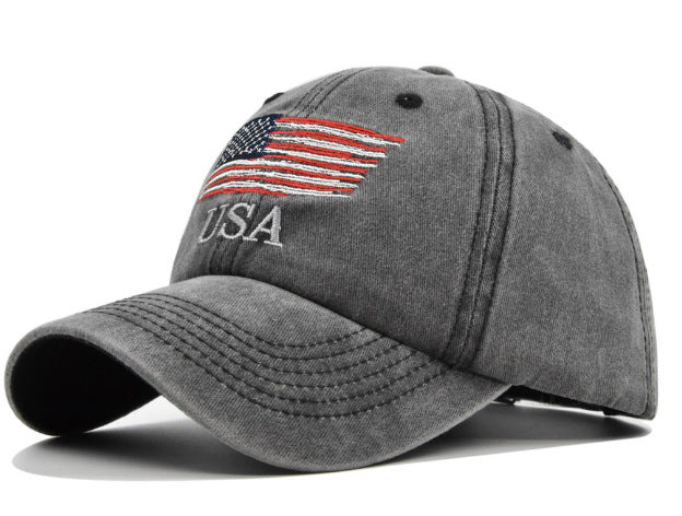 NEW UNISEX - Washed Old American Baseball Cap Embroidered Peaked Cap USA Embroidered Baseball Cap