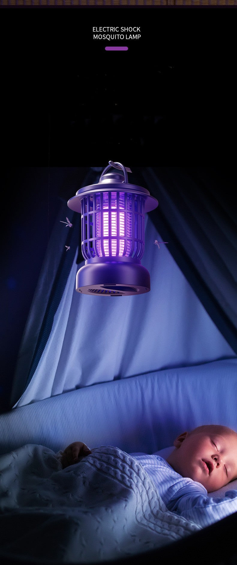 Electric Mosquito & Bug repellent lamp, household and outdoor lighting mosquito killer lamp, USB charging mosquito repellent, commercial and residential dual-use electric mosquito killer