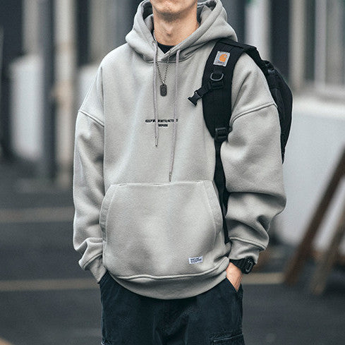 Men's Hoodie Plus Velvet Outer Wear Retro Sweater Men';s Loose Trend All-match Hoodie  Leisure