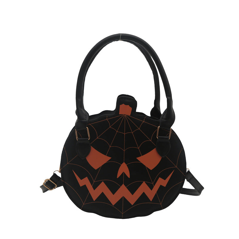 New Halloween Contrasting Color Women's Bag Simple Shoulder Small Round Bag Funny Pumpkin Bag Women's Bag