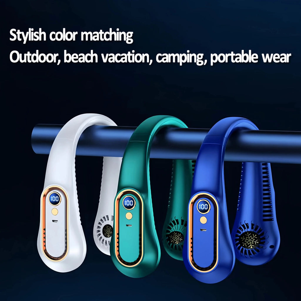 Hanging Neck Fan Digital Display Power Ventilador Bladeless Neckband Fan Portable Mini Air Cooler USB Rechargeable Fan