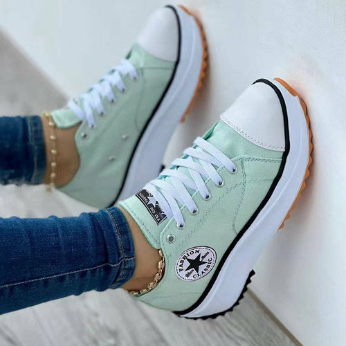 THE HOT! THE NEW! THE STYLISH! THE TRENDING! Flat Lace-Up Sneakers Pattern Canvas Casual Sport Shoes