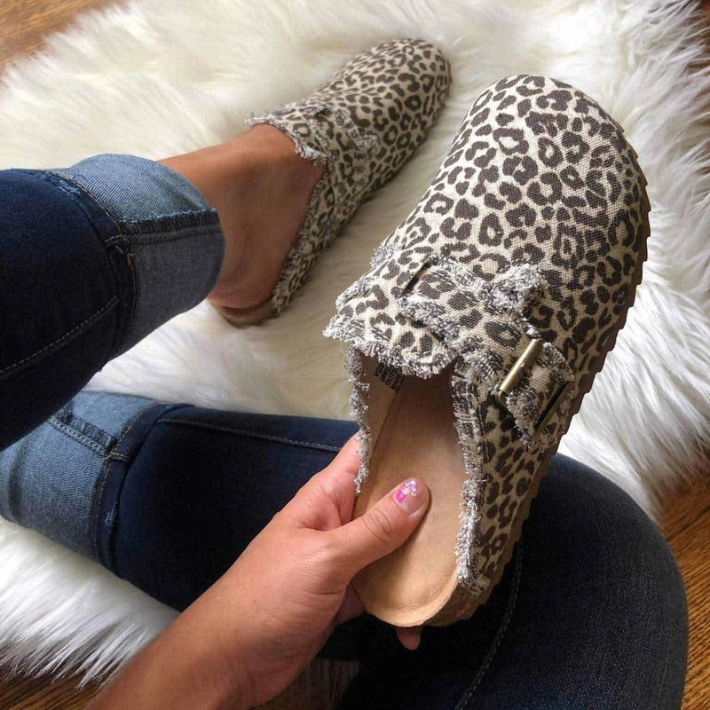 Vintage Clogs Designer Styles -Flat Heel Round Toe Canvas Loafer Women's Vintage Clogs