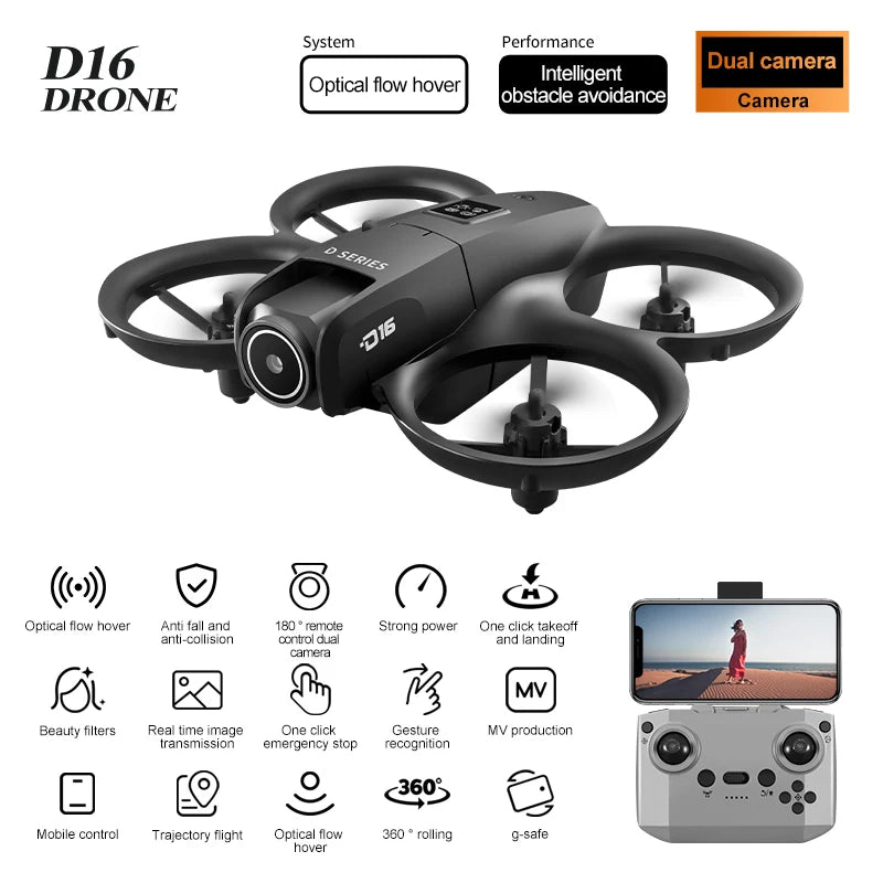Xiaomi D16 Mini Drone Dual Camera 8K HD Aerial Aircraft Obstacle Avoidance UAV Fixed Remote Control Airplane Gift Toys 20000M