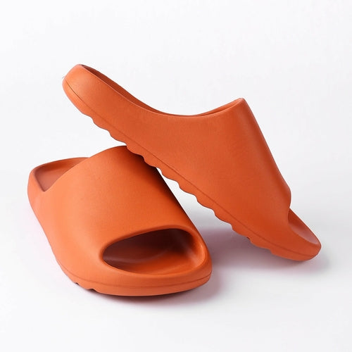 COMFY Platform Pillow Slides for Women - Orange Chunky Shower Slippers