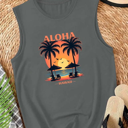TRENDING - FASHION PICK & SUMMER FAVORITE! ALOHA and HAWAII beach scene Women's casual vest