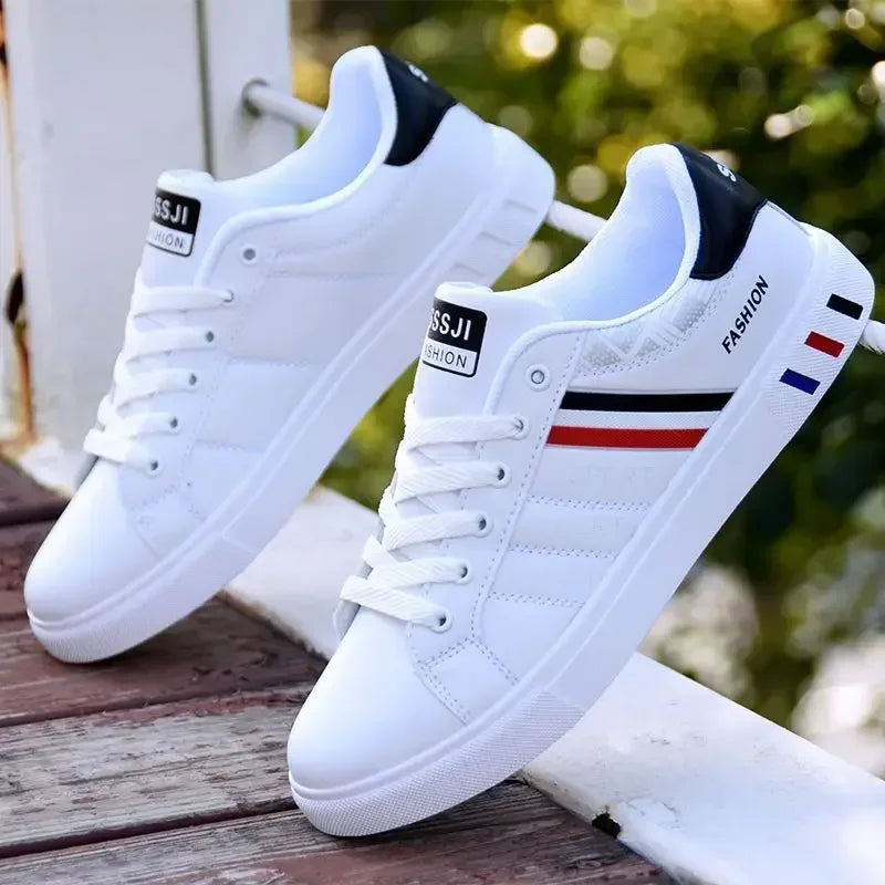 Men Sneakers Casual Shoes Men Flats Zapatillas Hombre Lightweight Pu Leather Breathable Shoe Mens White Sports Tennis Shoes