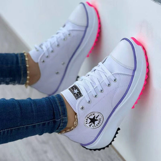THE HOT! THE NEW! THE STYLISH! THE TRENDING! Flat Lace-Up Sneakers Pattern Canvas Casual Sport Shoes