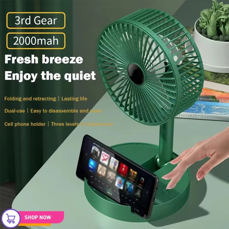 Desktop fan charging model, long endurance USB foldable mini retractable fan, dormitory portable desktop electric fan
