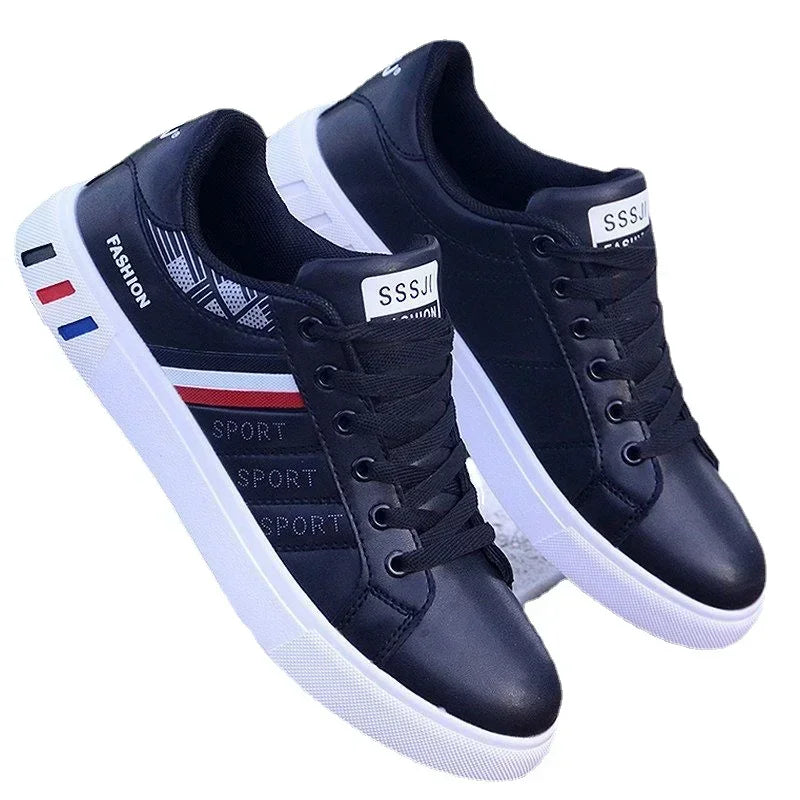 Men Sneakers Casual Shoes Men Flats Zapatillas Hombre Lightweight Pu Leather Breathable Shoe Mens White Sports Tennis Shoes