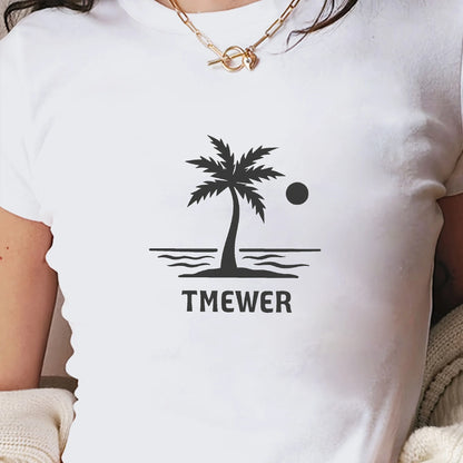 minimalistic beach or tropical theme women's fashion short t-shirt