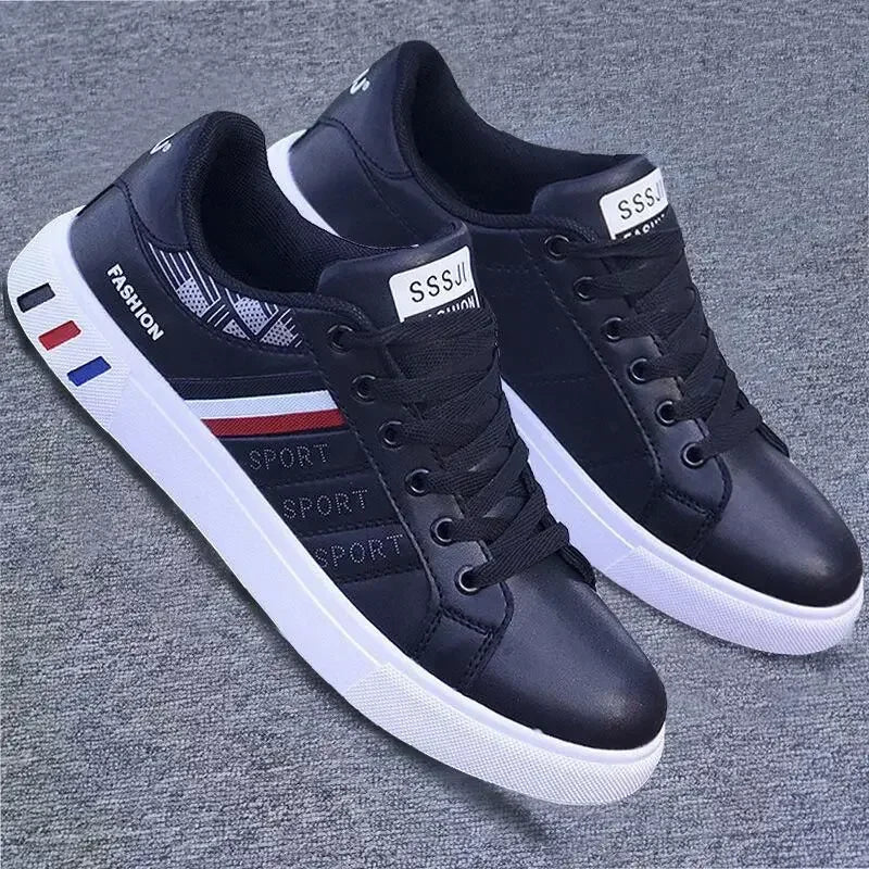 Men Sneakers Casual Shoes Men Flats Zapatillas Hombre Lightweight Pu Leather Breathable Shoe Mens White Sports Tennis Shoes