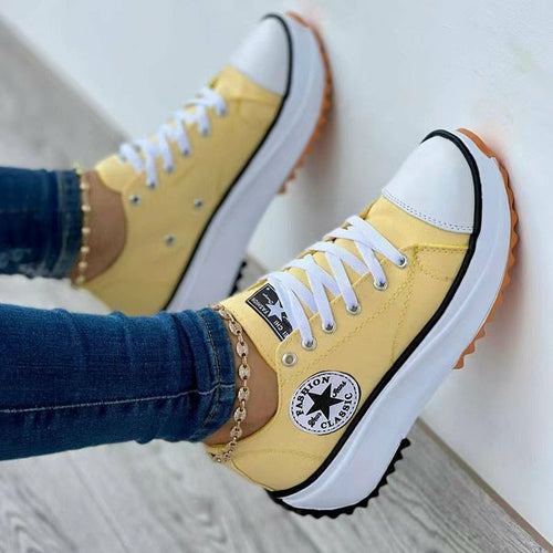 THE HOT! THE NEW! THE STYLISH! THE TRENDING! Flat Lace-Up Sneakers Pattern Canvas Casual Sport Shoes