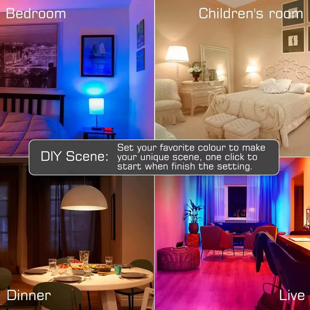 Bluetooth Smart LED Bulb E27 9W 220V RGB+CW+WW Tuya/Smart life APP Control LED Lamp with Timer for Bedroom Party Ambient Light